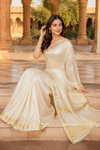 classic golden Kasavu Tissue Silk Kerala saree