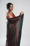 Smoky Black Kani Silk Saree