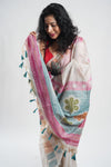Exclusive Silk Linen Jamdani Saree in Off White