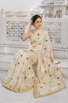 Polka dot Kerala kasavu style Tissue Silk Saree
