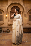 Elegance in Ivory: Floral Printed Tussar Silk