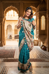 Blue Jute silk Saree