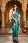 Blue Jute silk Saree