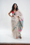 Exclusive Silk Linen Jamdani Saree in Off White