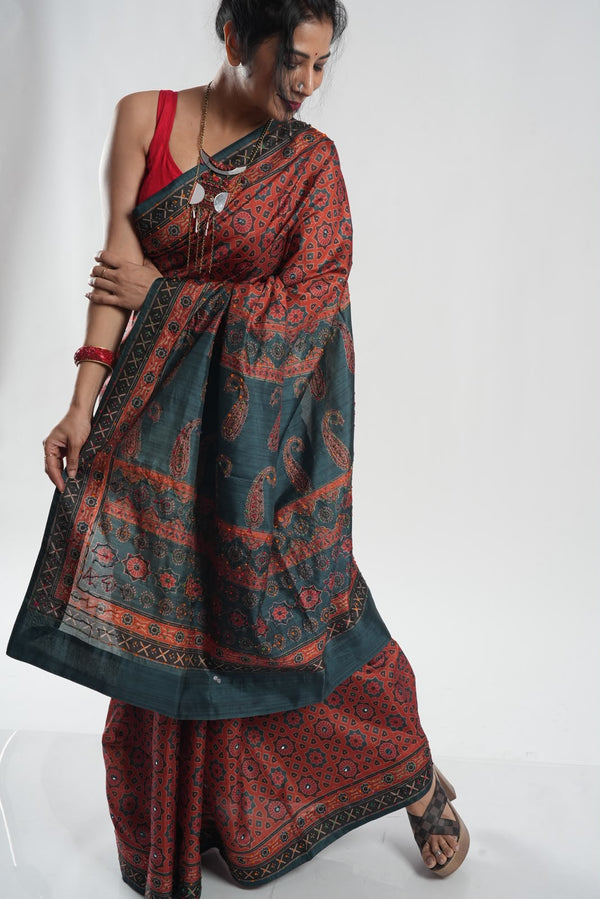 Smoky Black Kani Silk Saree