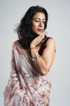 pastel floral blended cotton saree